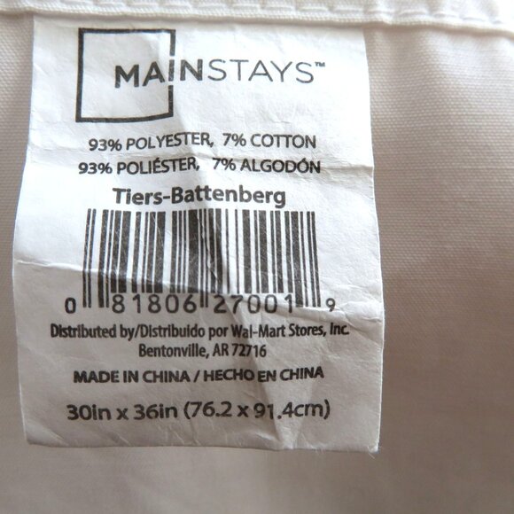 Mainstay White Tiers-Battenberg Curtain Panel 30" W x 36" L One Panel - Picture 7 of 7